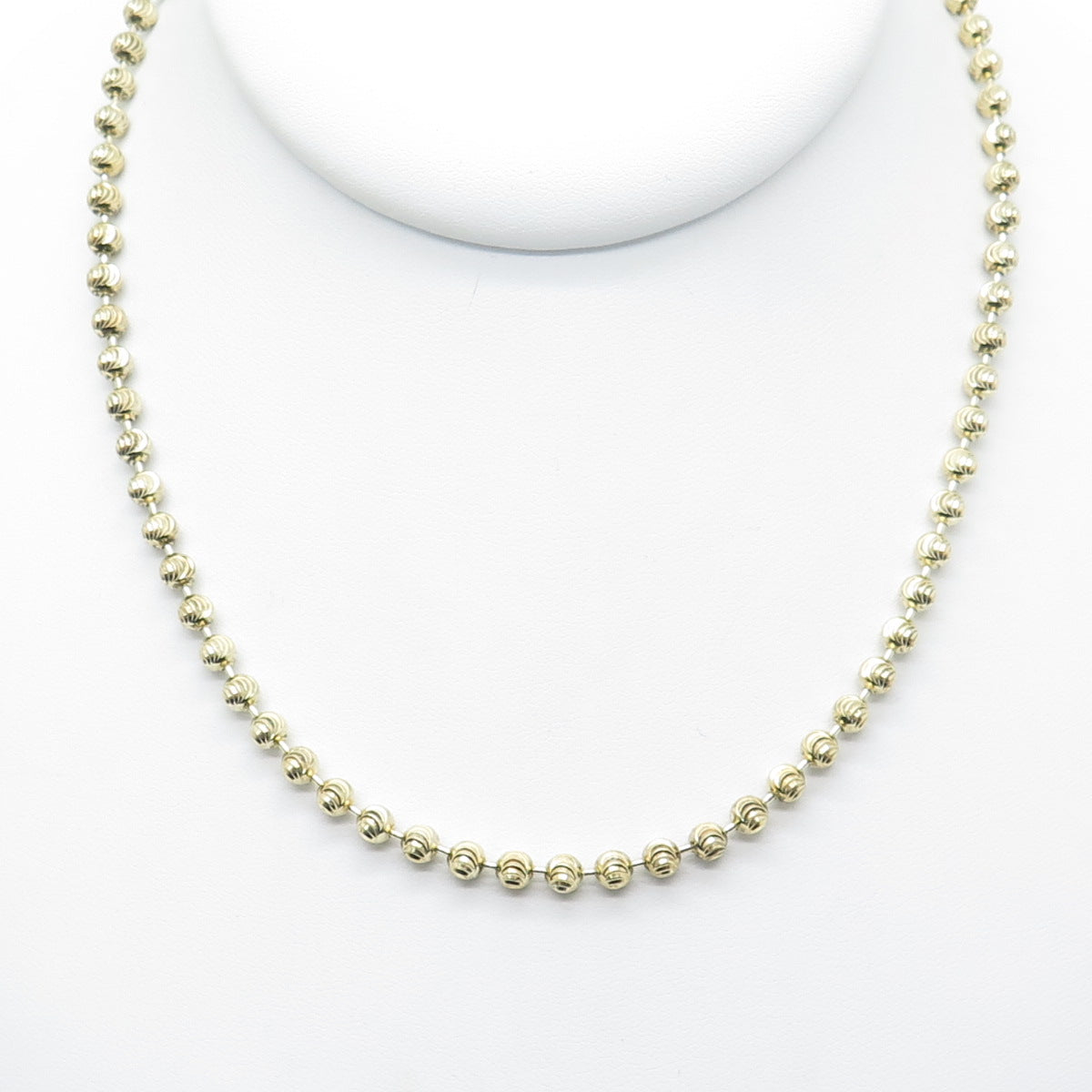 925 Sterling Gold Plated BSI Italy Diamond-Cut Ball Beaded Chain Necklace 24"