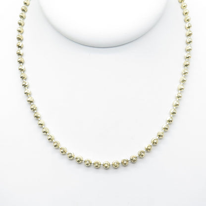 925 Sterling Gold Plated BSI Italy Diamond-Cut Ball Beaded Chain Necklace 24"