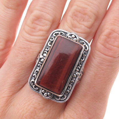 RJ Graziano 925 Sterling Silver Vintage Real Tiger Eye Oxidized Ring Size 7.25