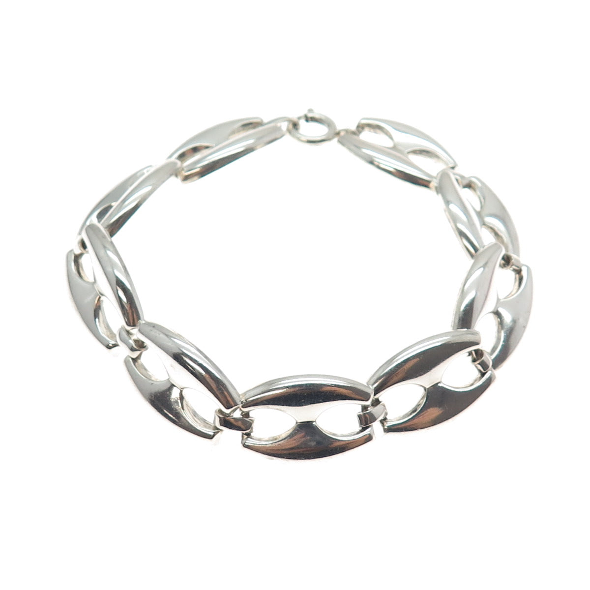 KARL LAINE 835 Silver Vintage Modernist Anchor Mariner Link Bracelet 7.5"