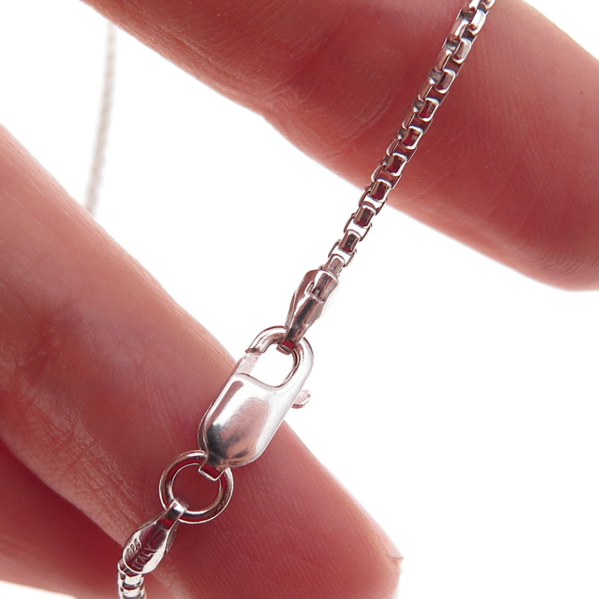 925 Sterling Silver Italy Round Box Chain Necklace 18"