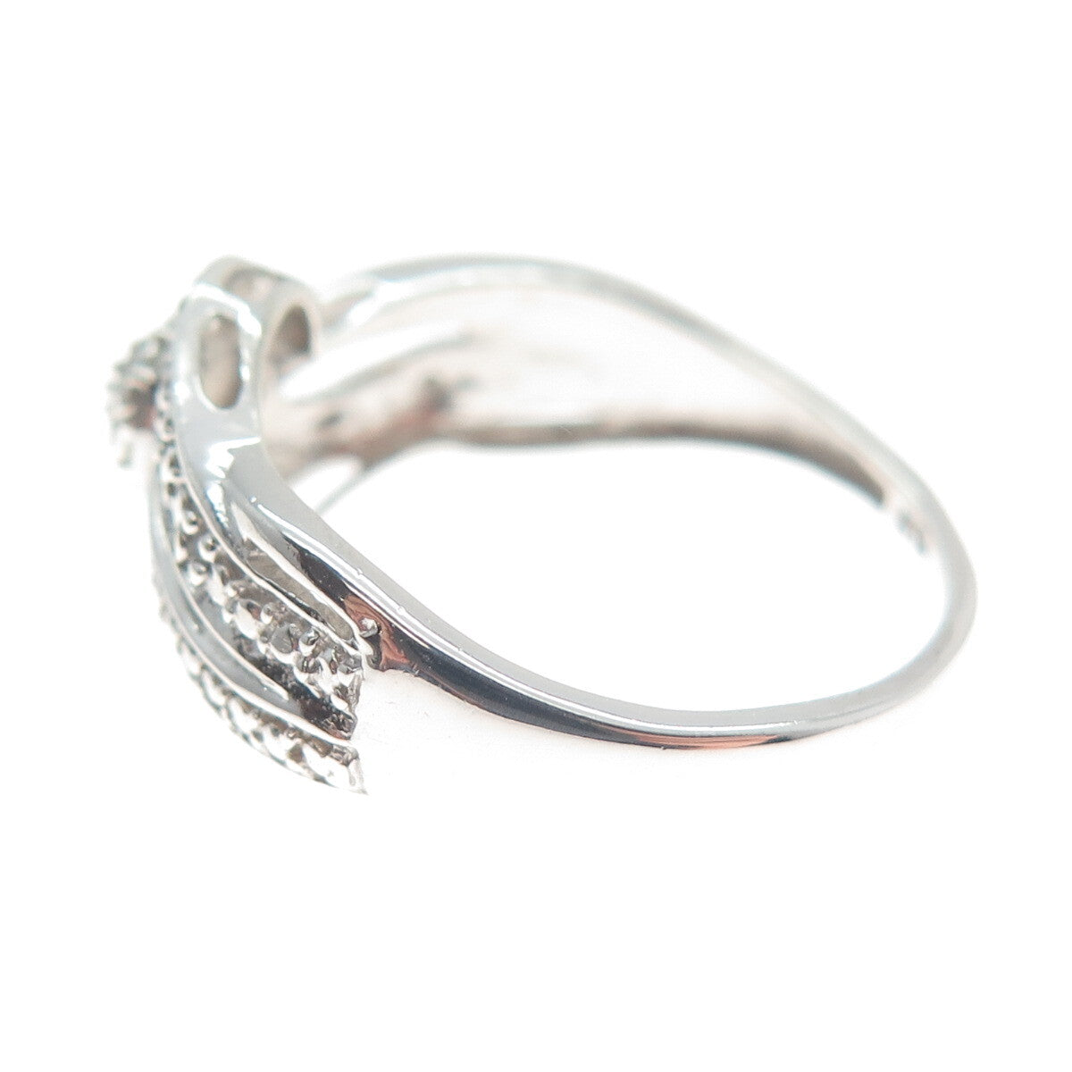 CHUCK CLEMENCY 925 Sterling Silver Real Round-Cut Diamond Ring Size 8.25