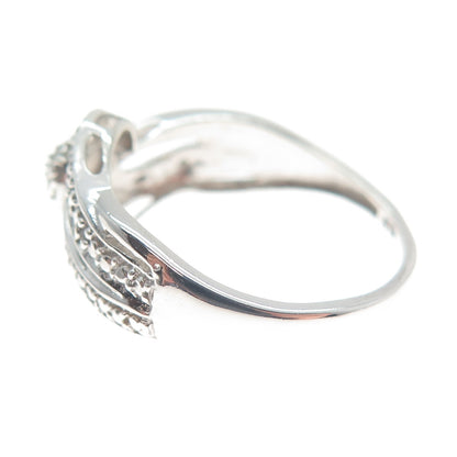CHUCK CLEMENCY 925 Sterling Silver Real Round-Cut Diamond Ring Size 8.25