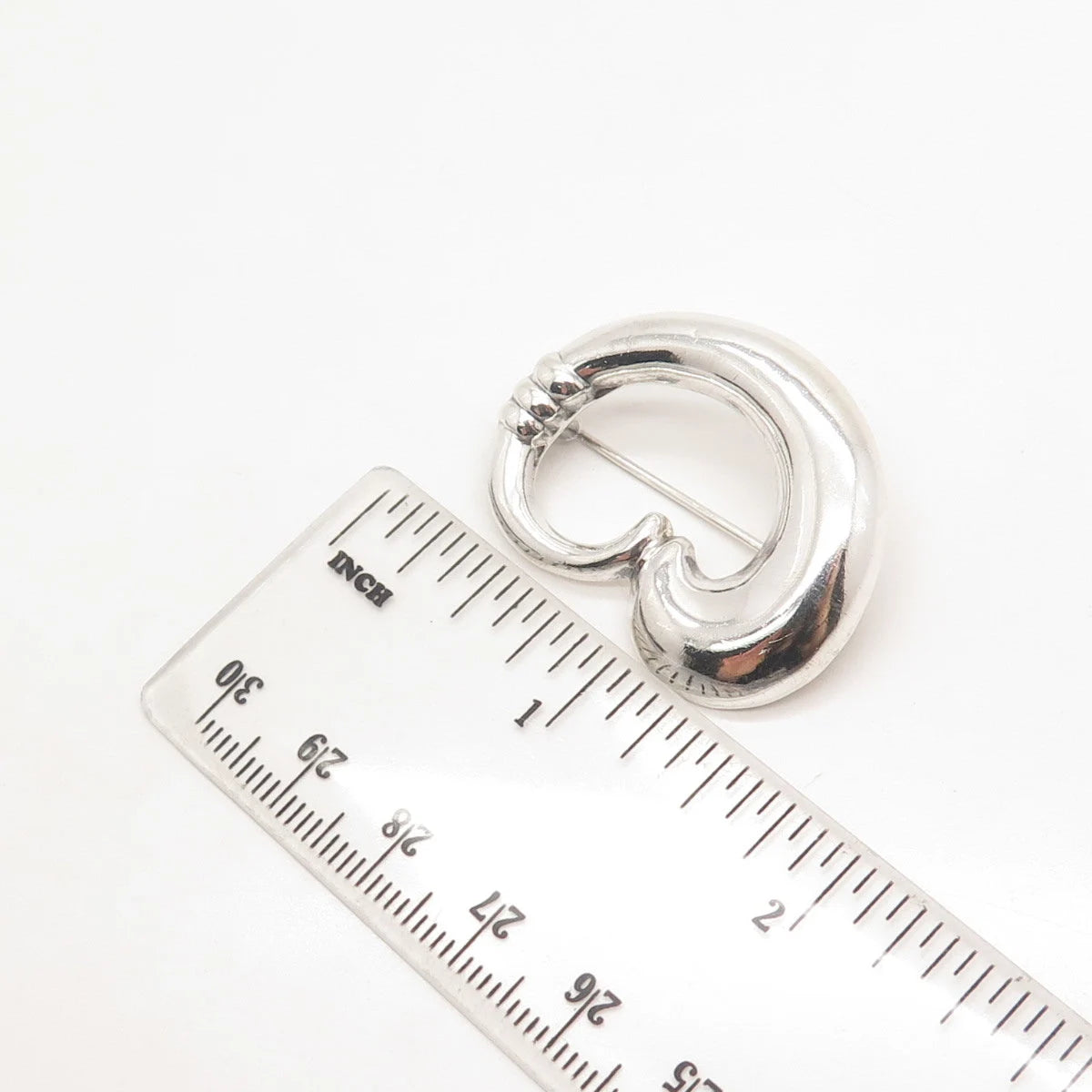 925 Sterling Silver Vintage Open Heart Pin Brooch