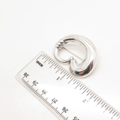 925 Sterling Silver Vintage Open Heart Pin Brooch