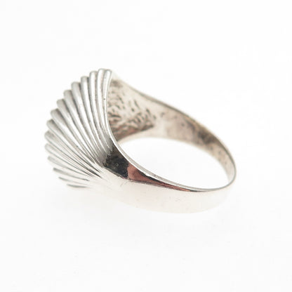 925 Sterling Silver Vintage Modernist Wavy Ribbed Ring Size 6.75