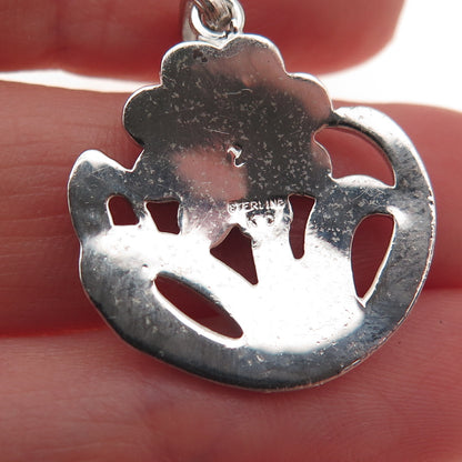 Kimler & Daniel Sterling Silver Antique Art Deco Real Marcasite Floral Pendant