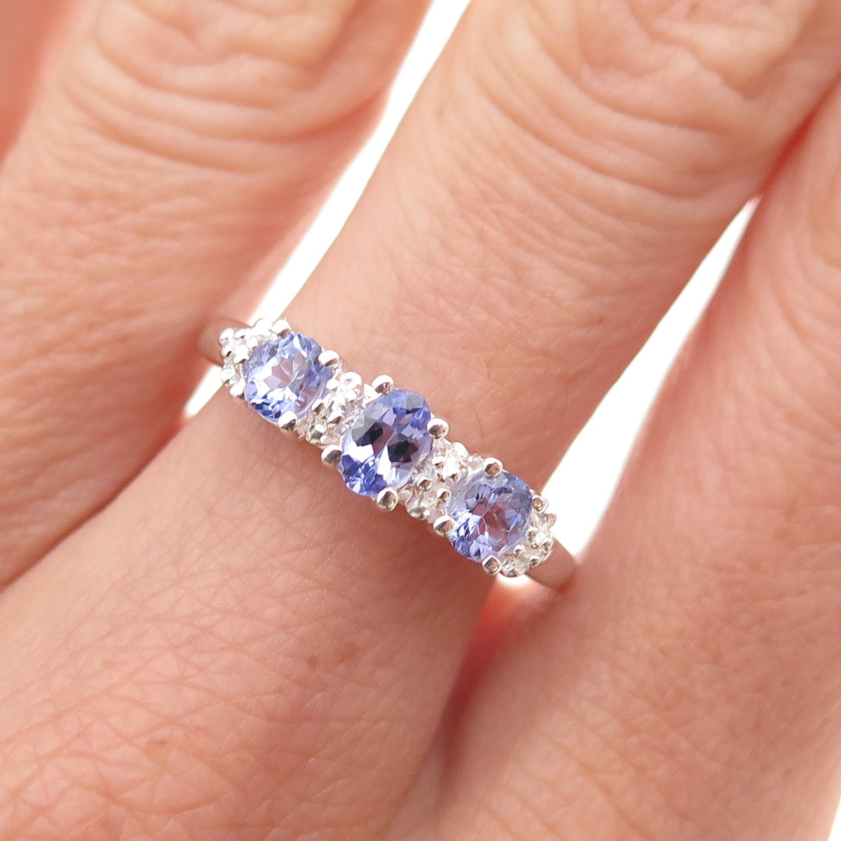 Chuck Clemency 925 Sterling Silver Real Oval-Cut Tanzanite Ring Size 8