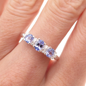 Chuck Clemency 925 Sterling Silver Real Oval-Cut Tanzanite Ring Size 8