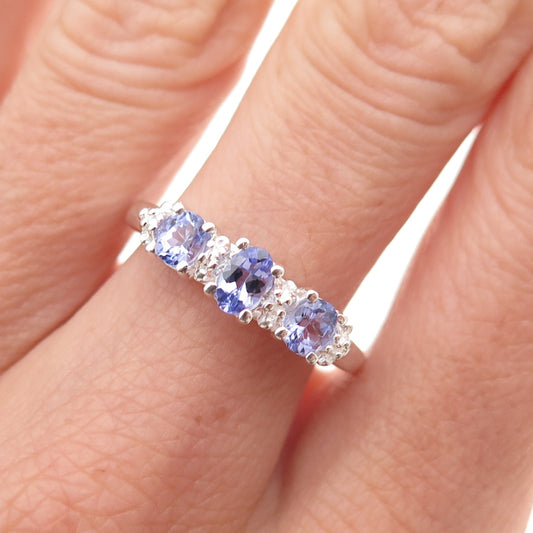 Chuck Clemency 925 Sterling Silver Real Oval-Cut Tanzanite Ring Size 8