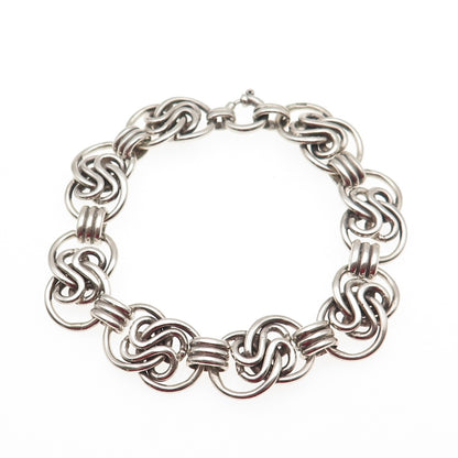 835 Silver Vintage Modernist Interlocked Infinity Link Bracelet 7.25"