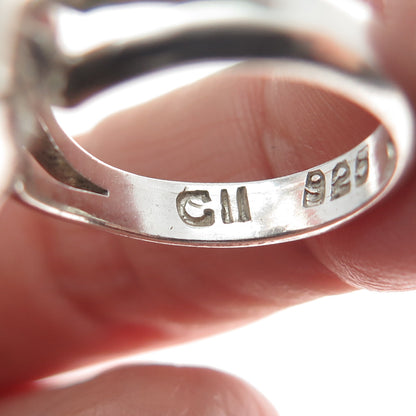 925 Sterling Silver Vintage CII Mexico Real Black Onyx Modernist Ring Size 6.25
