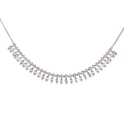 D'Joy 925 Sterling Silver Real Tanzanite Cuban Chain Necklace 18-20"