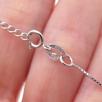 925 Sterling Silver Swarovski Pink Crystal Box Chain Necklace 16-18"