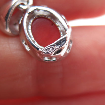 925 Sterling Silver Real Coral & C Z Minimalist Charm Pendant