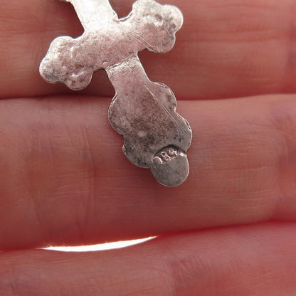 84 Silver Antique Orthodox Cross Oxidized Charm Pendant