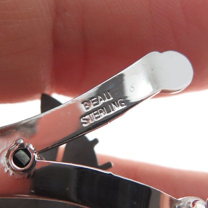 BEAU 925 Sterling Silver Vintage Modernist Cat Pin Brooch