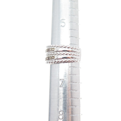 925 Sterling Silver Real Round-Cut Cognac Diamond Multi-Row Ring Size 6.25