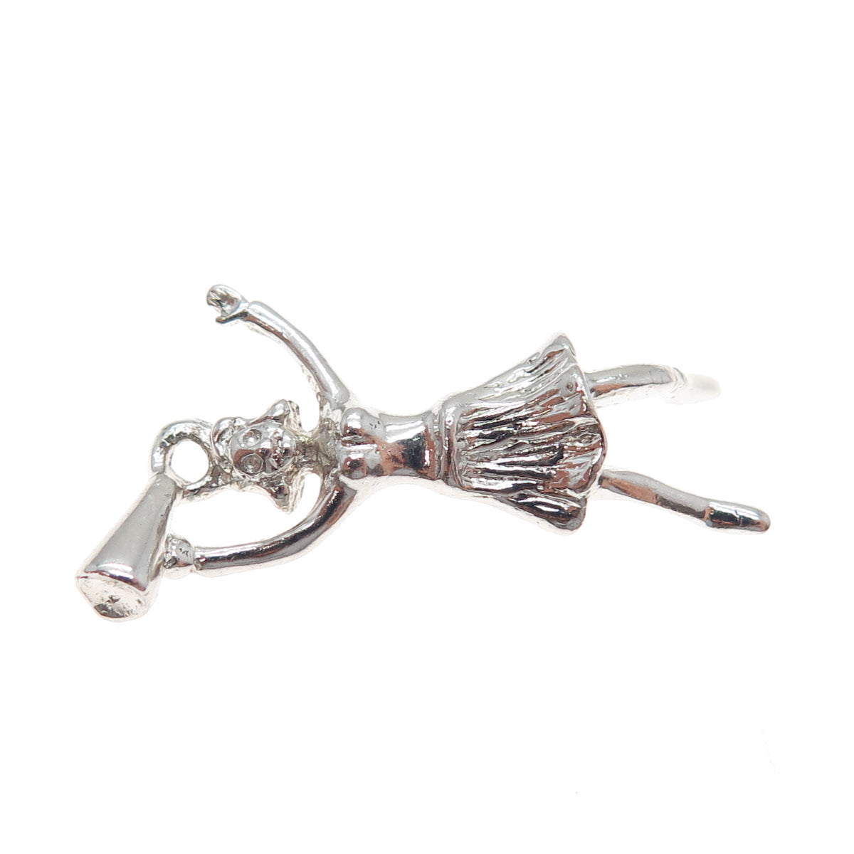 925 Sterling Silver Vintage Cheerleader Charm Pendant