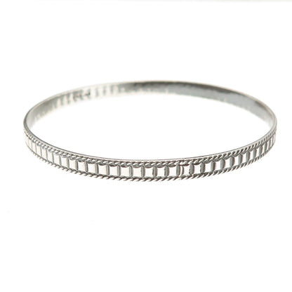 925 Sterling Silver Antique Art Deco Oxidized Ribbed Bangle Bracelet 8"