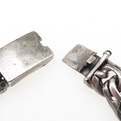 925 Sterling Silver Vintage Heavy 67.2g Bismark Link Oxidized Bracelet 7.5"