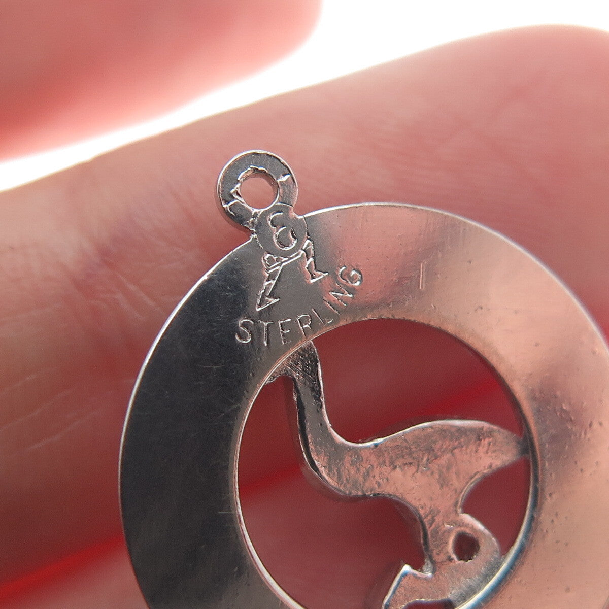 ELCO 925 Sterling Silver Vintage Flamingo Bird Minimalist Round Charm Pendant