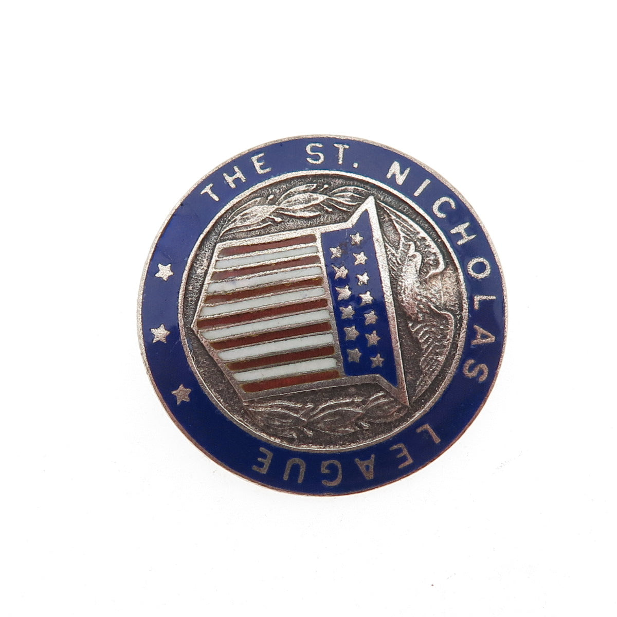 925 Sterling Silver Antique Art Deco Enamel St. Nicholas League Pin Brooch