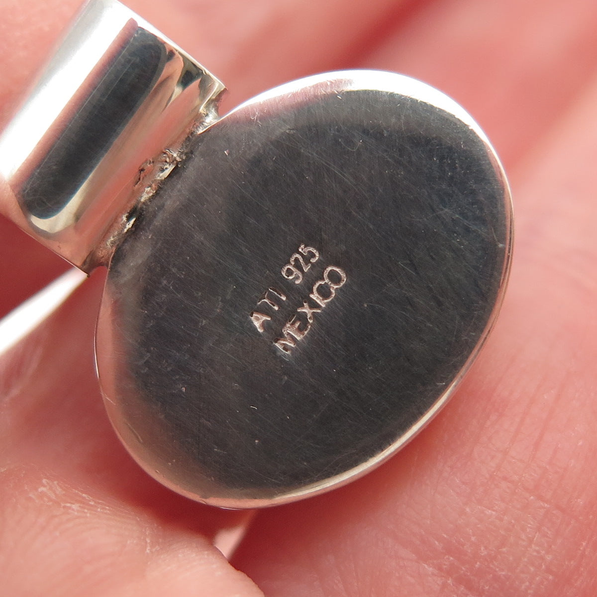 ANNIKA WITT Sterling Silver Vintage Mexico Real Turquoise Slide Charm Pendant