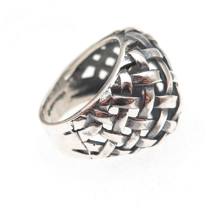 Pacific Jewelry Sterling Silver Vintage Woven Modernist Oxidized Ring Size 6.25