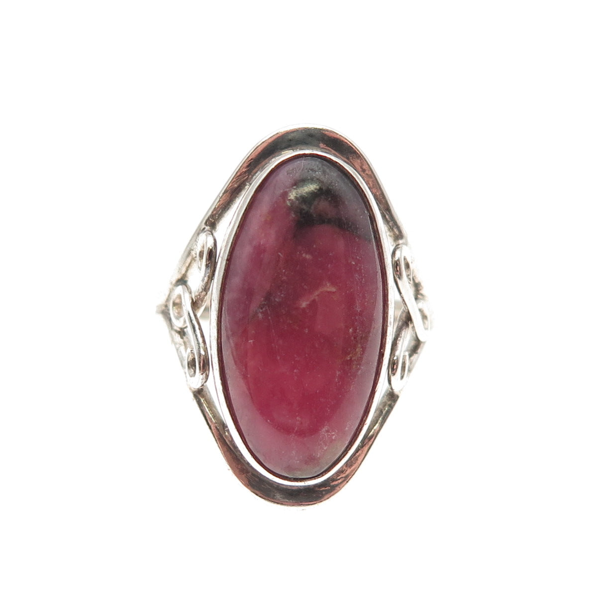 925 Sterling Silver Vintage Real Rhodonite Oxidized Ring Size 6