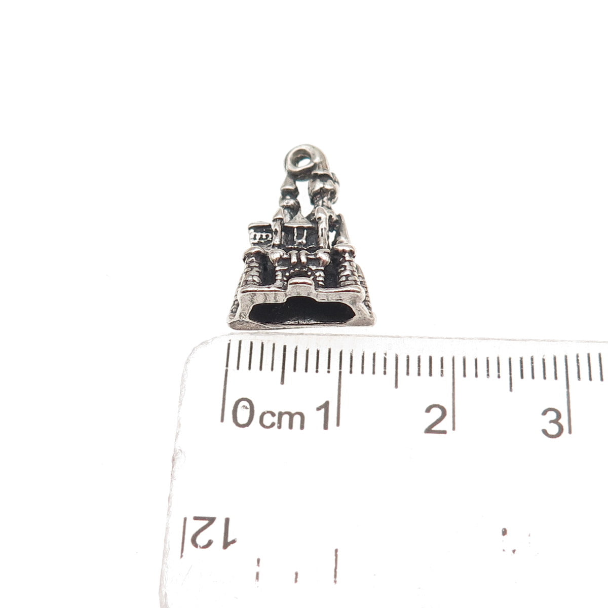 Walt Disney 925 Sterling Silver Vintage Cinderella Castle 3D Mini Charm Pendant