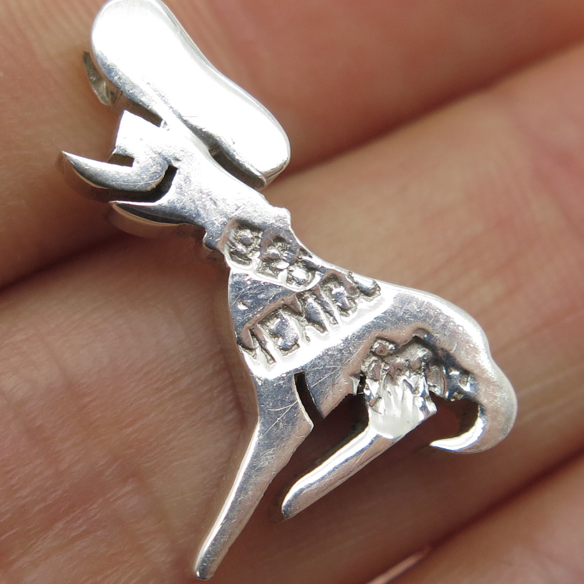 925 Sterling Silver Vintage Mexico Abstract Animal Slide Pendant