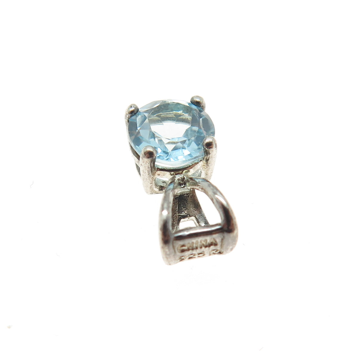 ROSS SIMONS 925 Sterling Silver Vintage Real Blue Topaz Minimalist Pendant