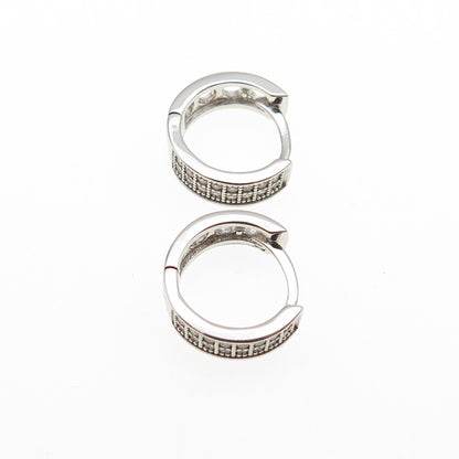 925 Sterling Silver Round-Cut C Z Hoop Earrings