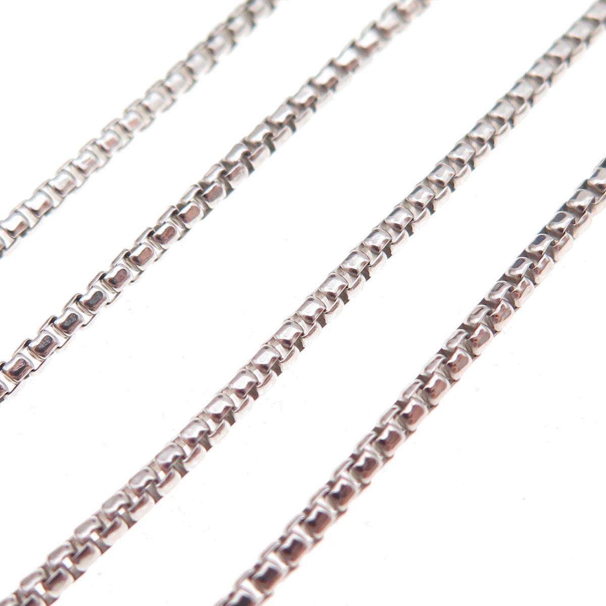 925 Sterling Silver Vintage Italy Round Box Chain Necklace 18"