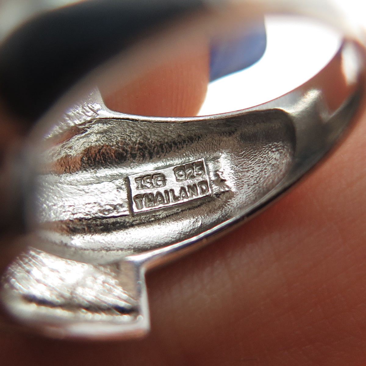 925 Sterling Silver Vintage Real Emerald-Cut Swiss Blue Topaz Ring Size 6.25