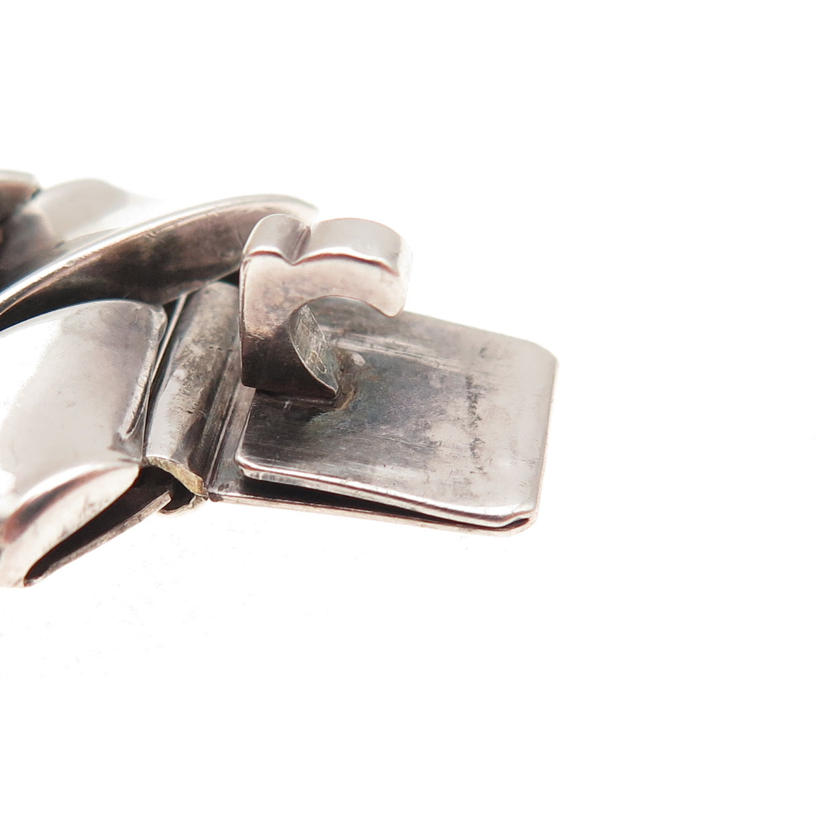 925 Sterling Silver Vintage Artisan Modernist Zeus Link Bracelet 7.75"