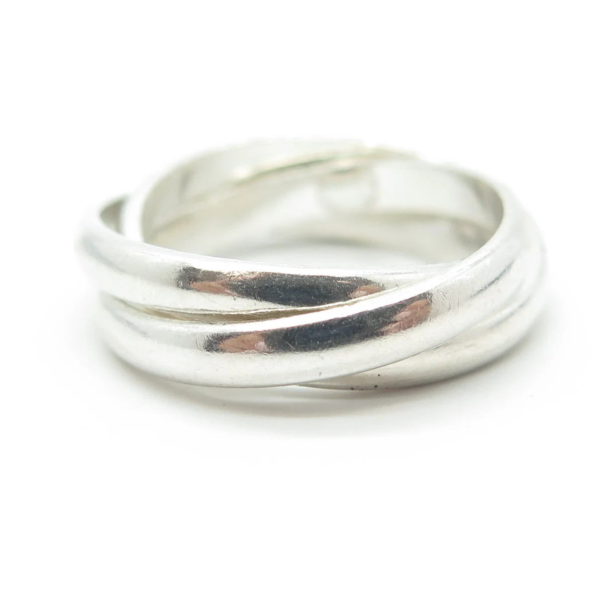 925 Sterling Silver Vintage Trinity Band Ring Size 6