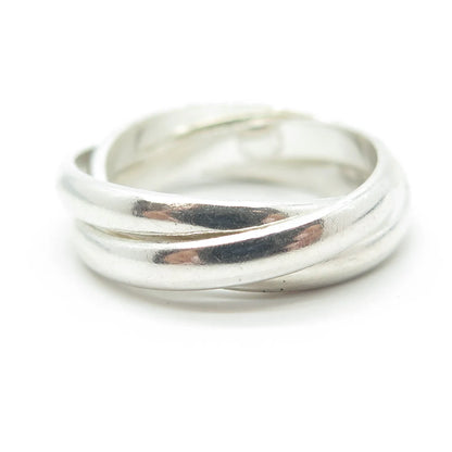 925 Sterling Silver Vintage Trinity Band Ring Size 6