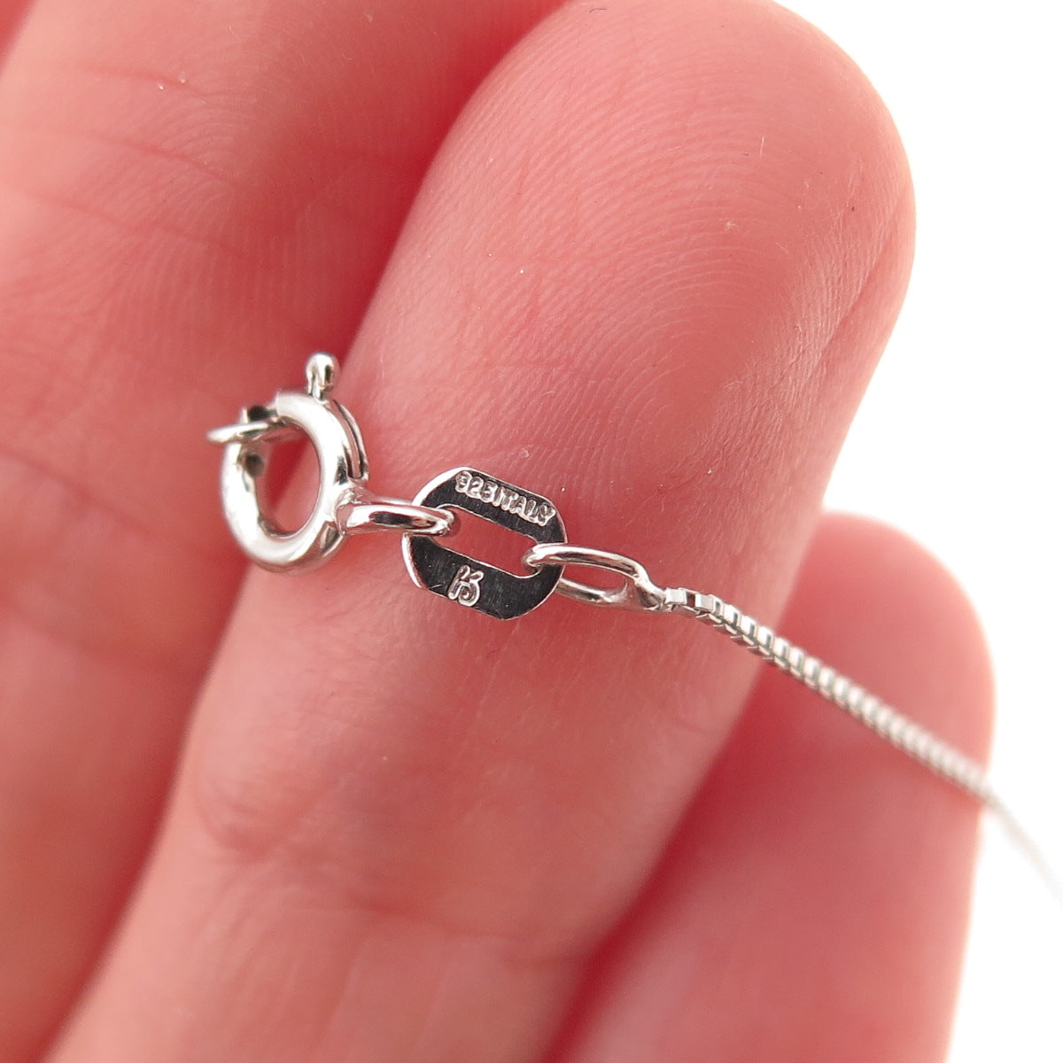 925 Sterling Silver Round-Cut C Z Teardrop Box Chain Necklace 18"