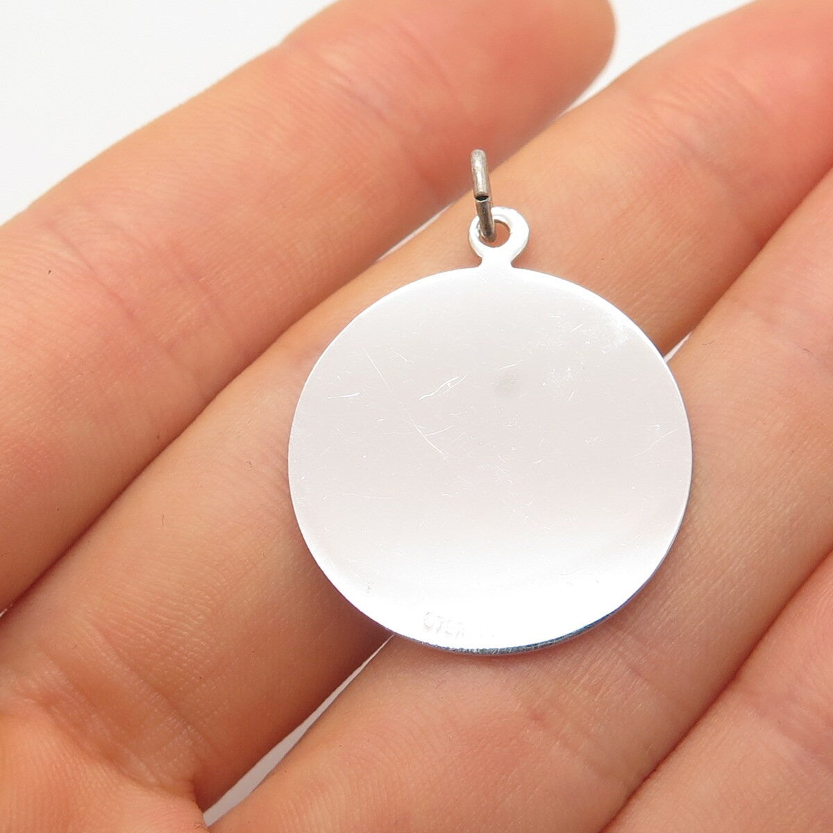 925 Sterling Silver Vintage "Cheerleader" Round Pendant