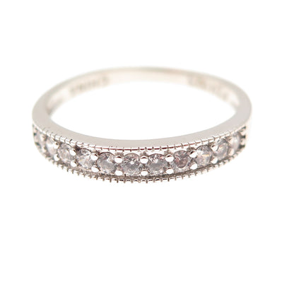 925 Sterling Silver Round-Cut C Z Half Eternity Band Ring Size 7