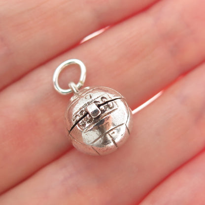 925 Sterling Silver Vintage Basketball Oxidized Minimalist Locket Charm Pendant