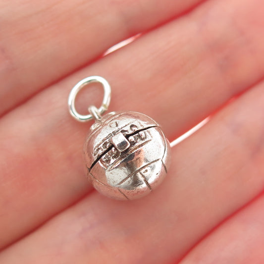 925 Sterling Silver Vintage Basketball Oxidized Minimalist Locket Charm Pendant