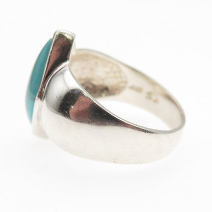 Shube 925 Sterling Silver Vintage Real Turquoise Modernist Ring Size 9