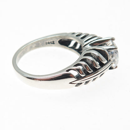 KABANA Sterling Silver Vintage Oval-Cut C Z Modernist Oxidized Ring Size 10.25