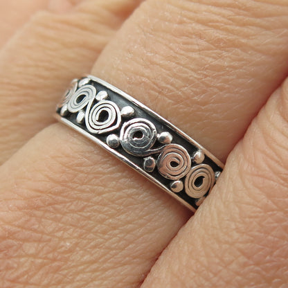 925 Sterling Silver Vintage Spiral / Swirl Band Ring Size 9