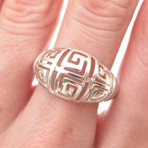 RJ GRAZIANO 925 Sterling Silver Greek Maze Dome Ring Size 10.25