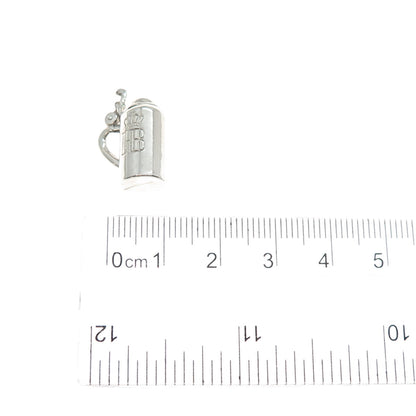 800 Silver Antique Beer Stein Monogram Locket Mini 3D Charm Pendant