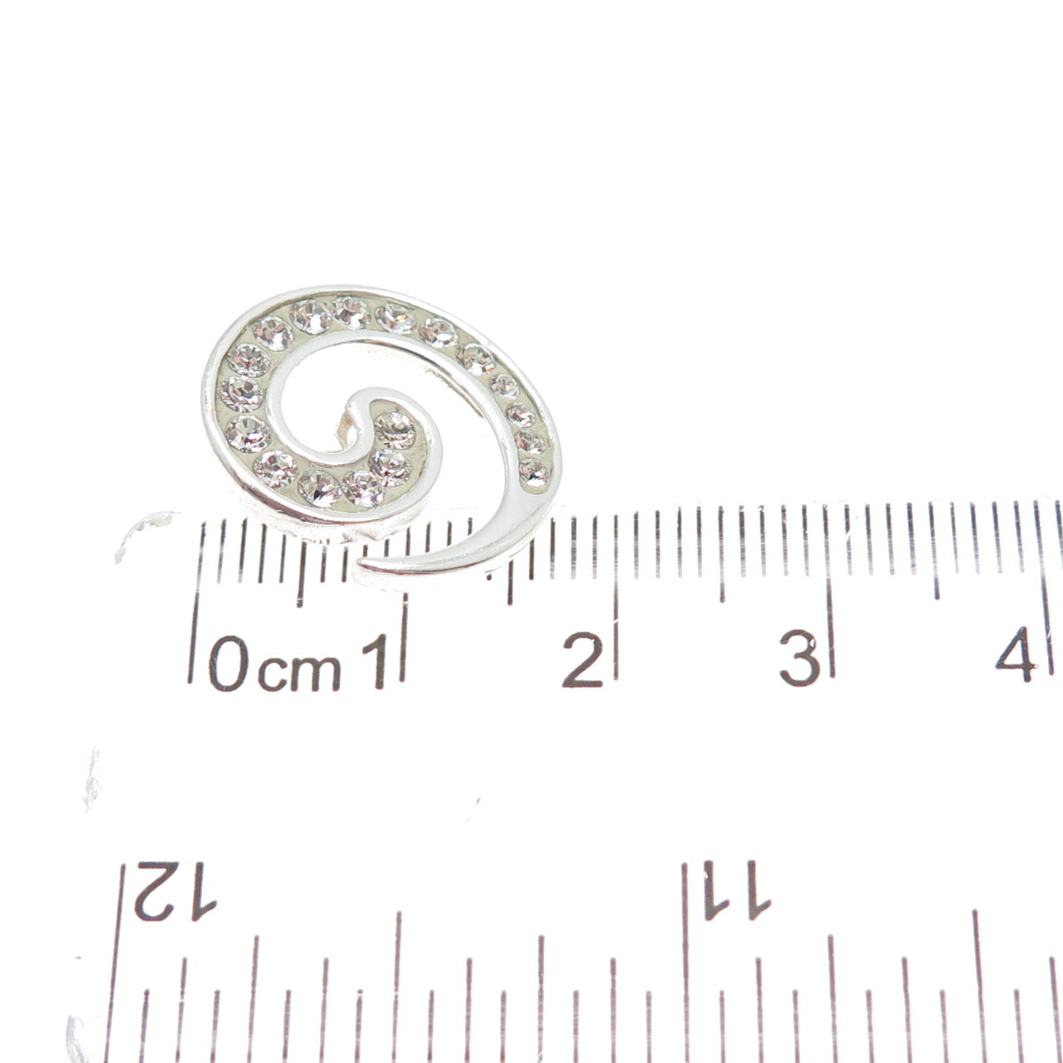 925 Sterling Silver Round-Cut Rhinestone Spiral Minimalist Charm Pendant